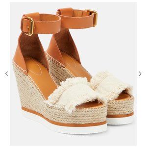See by Chloé Glyn Canvas Espadrille Wedges, 37